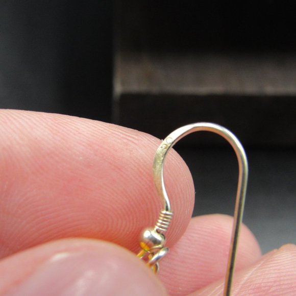 Sterling Silver Small Orange Glass Ball Earrings - Picture 3 of 5